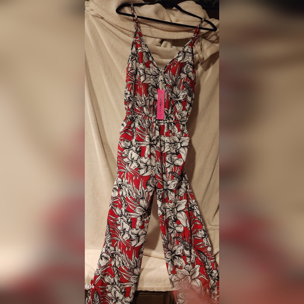 Red flowered Romper